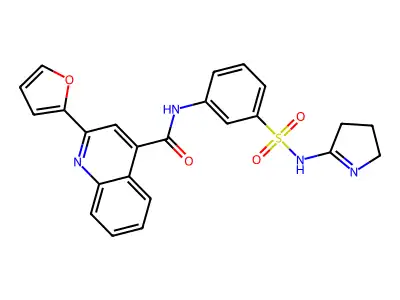 2-(2-furyl)-N-[3-(1-pyrrolin-2-ylsulfamoyl)phenyl]cinchoninamide structure