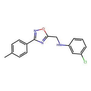 3-chloro-N-[[3-(4-methylphenyl)-1,2,4-oxadiazol-5-yl]methyl]aniline structure