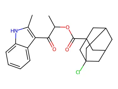 1-(2-methyl-1H-indol-3-yl)-1-oxopropan-2-yl 3-chloroadamantane-1-carboxylate structure