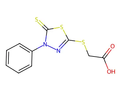 2-[(4-phenyl-5-sulfanylidene-4,5-dihydro-1,3,4-thiadiazol-2-yl)sulfanyl]acetic acid structure