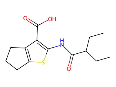 2-(2-ethylbutanamido)-4H,5H,6H-cyclopenta[b]thiophene-3-carboxylic acid structure