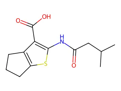 2-(3-methylbutanamido)-4H,5H,6H-cyclopenta[b]thiophene-3-carboxylic acid structure