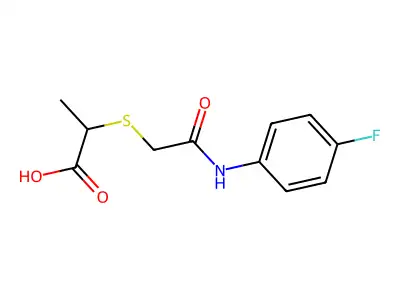 2-({[(4-Fluorophenyl)carbamoyl]methyl}sulfanyl)propanoic acid structure