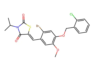 5-[[2-Bromo-4-[(2-chlorophenyl)methoxy]-5-methoxyphenyl]methylene]-3-(1-methylethyl)-2,4-thiazolidinedione structure
