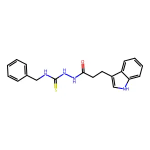 1H-Indole-3-propanoic acid, 2-[[(phenylmethyl)amino]thioxomethyl]hydrazide structure