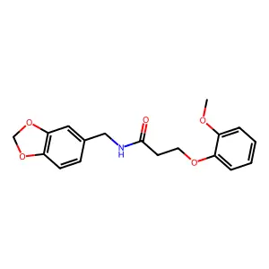 N-(1,3-benzodioxol-5-ylmethyl)-3-(2-methoxyphenoxy)propanamide structure