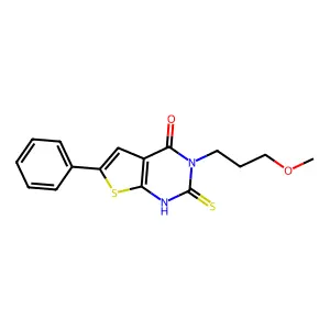 3-(3-methoxypropyl)-6-phenyl-2-sulfanyl-3H,4H-thieno[2,3-d]pyrimidin-4-one structure