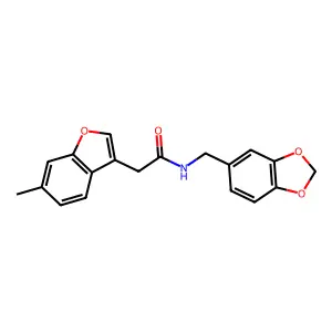 N-(1,3-benzodioxol-5-ylmethyl)-2-(6-methyl-1-benzofuran-3-yl)acetamide structure