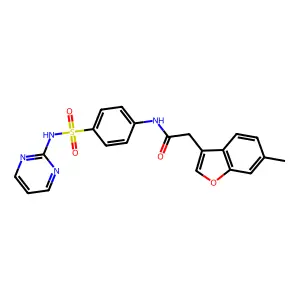 2-(6-methyl-1-benzofuran-3-yl)-N-[4-(pyrimidin-2-ylsulfamoyl)phenyl]acetamide structure