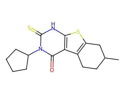 4-Cyclopentyl-11-methyl-5-sulfanyl-8-thia-4,6-diazatricyclo[7.4.0.0,2,7]trideca-1(9),2(7),5-trien-3-one structure