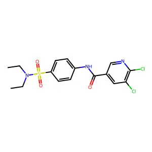 5,6-dichloro-N-[4-(diethylsulfamoyl)phenyl]pyridine-3-carboxamide structure