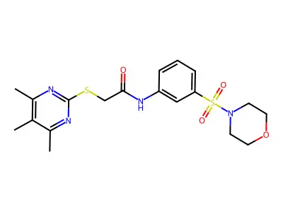 N-(3-morpholin-4-ylsulfonylphenyl)-2-(4,5,6-trimethylpyrimidin-2-yl)sulfanylacetamide structure