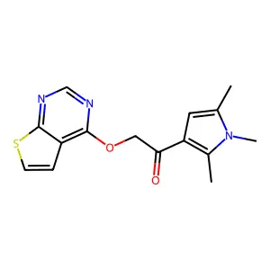 2-(Thieno[2,3-d]pyrimidin-4-yloxy)-1-(1,2,5-trimethyl-1H-pyrrol-3-yl)ethan-1-one structure