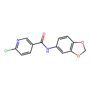 N-(1,3-dioxaindan-5-yl)-6-chloropyridine-3-carboxamide structure