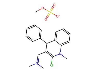 2-Chloro-3-((dimethylamino)methylene)-3,4-dihydro-1-methyl-4-phenylquinolinium methyl sulfate structure
