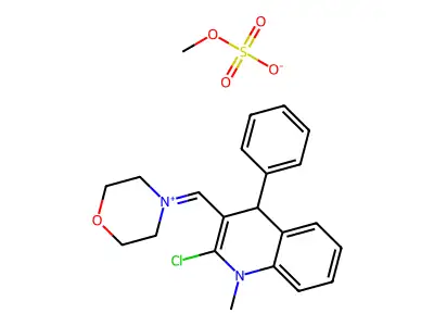 3,4-Dihydro-2-chloro-1-methyl-3-(4-morpholinylmethylene)-4-phenylquinolinium methyl sulfate structure