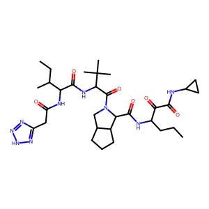 (3S,3aS,6aR)-N-[1-(cyclopropylamino)-1,2-dioxohexan-3-yl]-2-[(2S)-3,3-dimethyl-2-[[(2S,3S)-3-methyl-2-[[2-(2H-tetrazol-5-yl)acetyl]amino]pentanoyl]amino]butanoyl]-3,3a,4,5,6,6a-hexahydro-1H-cyclopenta[c]pyrrole-3-carboxamide structure