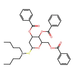 (3,4-dibenzoyloxy-6-dibutylarsanylsulfanyloxan-2-yl)methyl benzoate structure