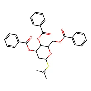 (3,4-dibenzoyloxy-6-dimethylarsanylsulfanyloxan-2-yl)methyl benzoate structure