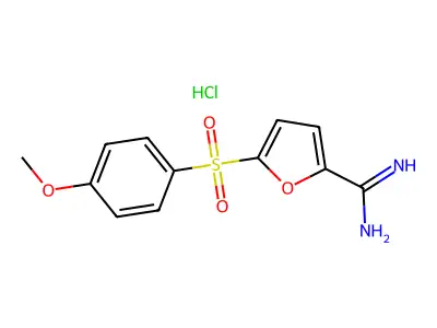 2-Furancarboximidamide, 5-((4-methoxyphenyl)sulfonyl)-, monohydrochloride structure