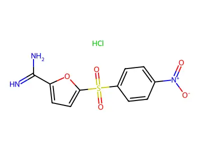 2-Furancarboximidamide, 5-((4-nitrophenyl)sulfonyl)-, monohydrochloride structure