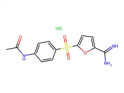 Acetamide, N-(4-((5-(aminoiminomethyl)-2-furanyl)sulfonyl)phenyl)-, monohydrochloride structure