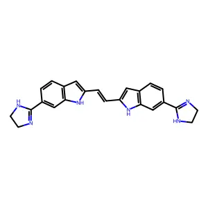 1H-Indole, 2,2'-(1,2-ethenediyl)bis[6-(4,5-dihydro-1H-imidazol-2-yl)- structure