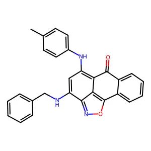 3-(benzylamino)-5-(p-tolylamino)-6H-anthra[1,9-cd]isoxazol-6-one structure