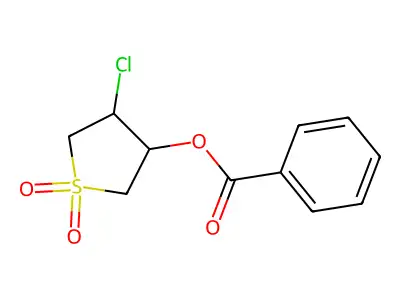 Benzoic acid 4-chloro-1,1-dioxo-tetrahydro-thiophen-3-YL ester structure