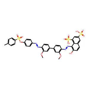 8-((3,3'-Dimethoxy-4'-((4-(((4-methylphenyl)sulfonyl)oxy)phenyl)diazenyl)[biphenyl]-4-yl)diazenyl)-7-hydroxy-1,3-naphthalenedisulfonic acid structure