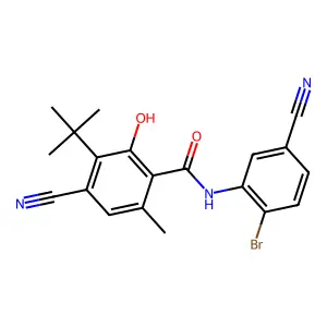 3-tert-Butyl-4,5'-dicyano-6-methyl-2'-bromosalicylanilide structure