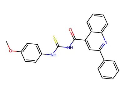 N-[(4-methoxyphenyl)carbamothioyl]-2-phenylquinoline-4-carboxamide structure