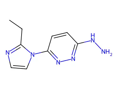 3(2H)-Pyridazinone, 6-(2-ethyl-1H-imidazol-1-yl)-, hydrazone, hydrate (2:1) structure