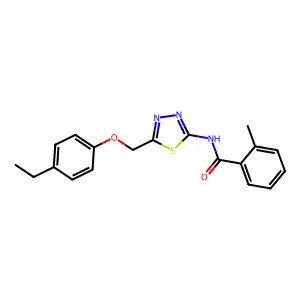 N-[5-[(4-ethylphenoxy)methyl]-1,3,4-thiadiazol-2-yl]-2-methylbenzamide structure
