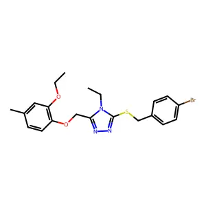 3-[(4-bromobenzyl)sulfanyl]-5-[(2-ethoxy-4-methylphenoxy)methyl]-4-ethyl-4H-1,2,4-triazole structure