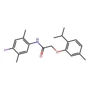 N-(4-iodo-2,5-dimethylphenyl)-2-(5-methyl-2-propan-2-ylphenoxy)acetamide structure