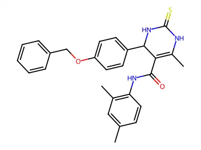 4-[4-(benzyloxy)phenyl]-N-(2,4-dimethylphenyl)-6-methyl-2-thioxo-1,2,3,4-tetrahydropyrimidine-5-carboxamide structure
