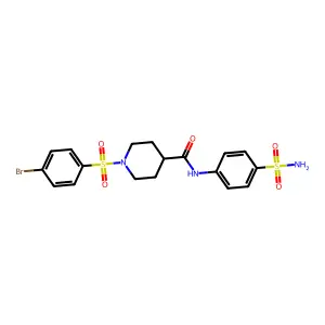 1-(4-bromophenyl)sulfonyl-N-(4-sulfamoylphenyl)piperidine-4-carboxamide structure