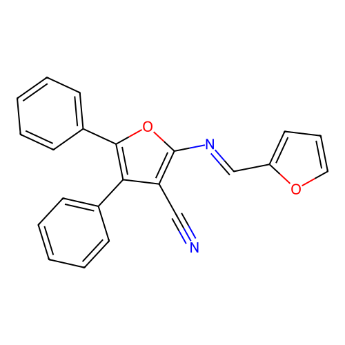 2-{[(E)-furan-2-ylmethylidene]amino}-4,5-diphenylfuran-3-carbonitrile structure