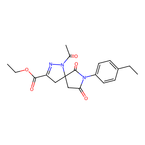 ethyl 1-acetyl-7-(4-ethylphenyl)-6,8-dioxo-1,2,7-triazaspiro[4.4]non-2-ene-3-carboxylate structure
