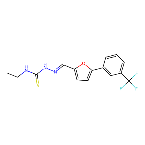 (2E)-N-ethyl-2-({5-[3-(trifluoromethyl)phenyl]furan-2-yl}methylidene)hydrazinecarbothioamide structure