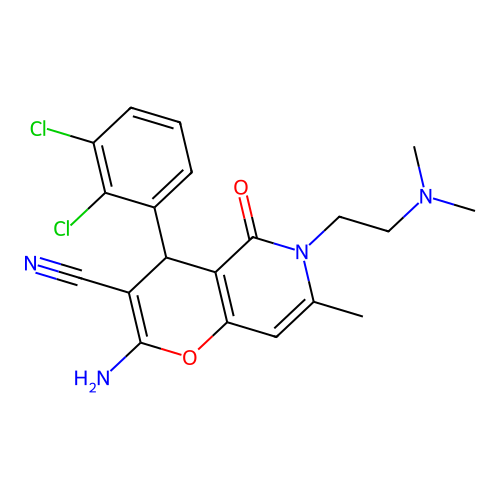2-amino-4-(2,3-dichlorophenyl)-6-[2-(dimethylamino)ethyl]-7-methyl-5-oxo-5,6-dihydro-4H-pyrano[3,2-c]pyridine-3-carbonitrile structure