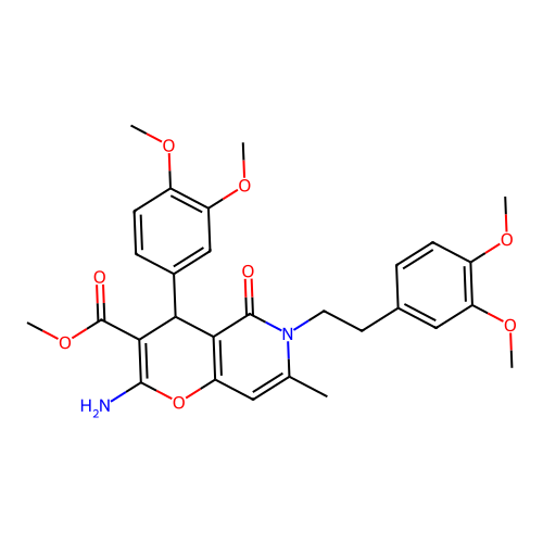 methyl 2-amino-6-(3,4-dimethoxyphenethyl)-4-(3,4-dimethoxyphenyl)-7-methyl-5-oxo-5,6-dihydro-4H-pyrano[3,2-c]pyridine-3-carboxylate structure