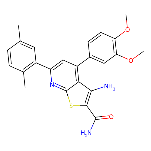 3-amino-4-(3,4-dimethoxyphenyl)-6-(2,5-dimethylphenyl)thieno[2,3-b]pyridine-2-carboxamide structure