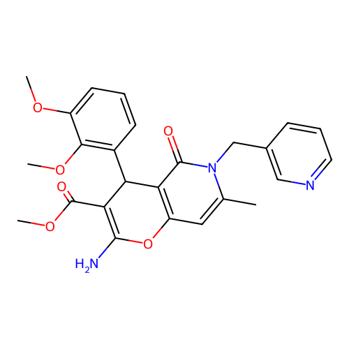 methyl 2-amino-4-(2,3-dimethoxyphenyl)-7-methyl-5-oxo-6-(pyridin-3-ylmethyl)-5,6-dihydro-4H-pyrano[3,2-c]pyridine-3-carboxylate structure