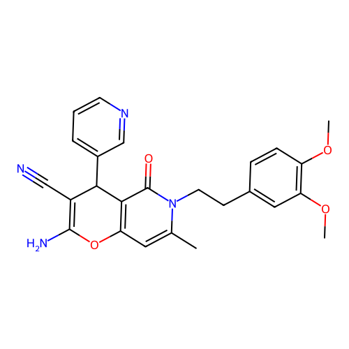 2-amino-6-(3,4-dimethoxyphenethyl)-7-methyl-5-oxo-4-(pyridin-3-yl)-5,6-dihydro-4H-pyrano[3,2-c]pyridine-3-carbonitrile structure