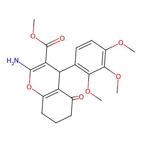 methyl 2-amino-5-oxo-4-(2,3,4-trimethoxyphenyl)-5,6,7,8-tetrahydro-4H-chromene-3-carboxylate structure