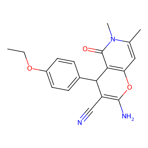 2-amino-4-(4-ethoxyphenyl)-6,7-dimethyl-5-oxo-5,6-dihydro-4H-pyrano[3,2-c]pyridine-3-carbonitrile structure