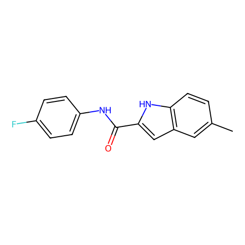 N-(4-fluorophenyl)-5-methyl-1H-indole-2-carboxamide structure