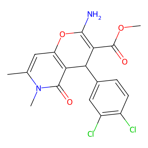 methyl 2-amino-4-(3,4-dichlorophenyl)-6,7-dimethyl-5-oxo-5,6-dihydro-4H-pyrano[3,2-c]pyridine-3-carboxylate structure